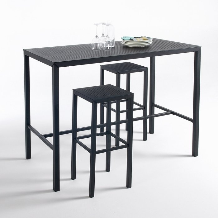 Стол садовый из перфорированного металла Choe черного цвета - купить Садовые столы по цене 30260.0