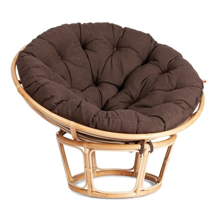 Садовое кресло Papasan Eco бежевого цвета с коричневой подушкой