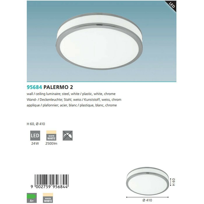 Светильник настенно-потолочный Palermo L бело-серого цвета  - лучшие Потолочные светильники в INMYROOM