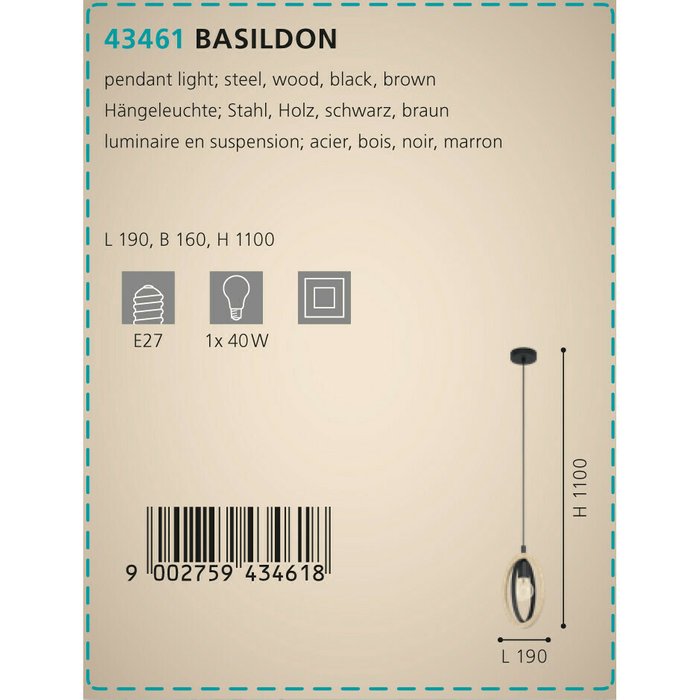 Люстра Eglo Basildon 43461 - купить Подвесные светильники по цене 4290.0