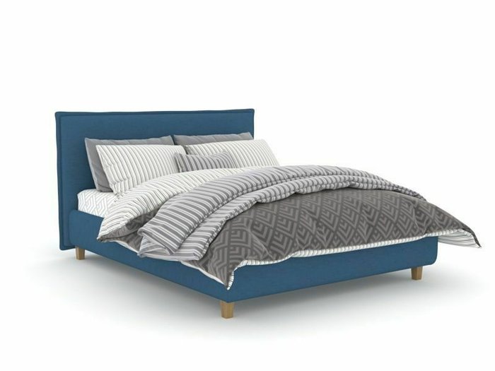 Кровать Лиде Box High 160х200 синего цвета с подъемным механизмом
