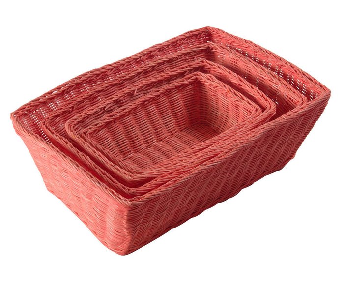 Набор из четырех корзин Rattan красного цвета - купить Плетеные корзины по цене 4000.0