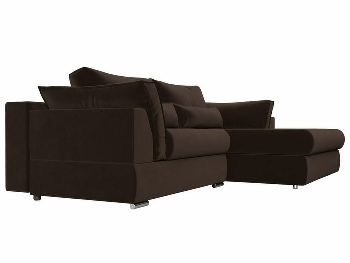 Угловой диван-кровать Пекин коричневого цвета угол правый - лучшие Угловые диваны в INMYROOM
