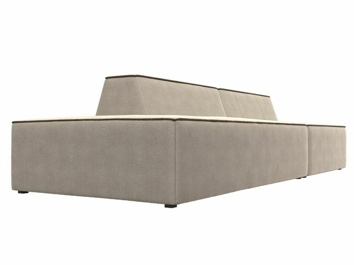 Прямой модульный диван Монс Модерн бежевого цвета с коричневым кантом левый - лучшие Прямые диваны в INMYROOM