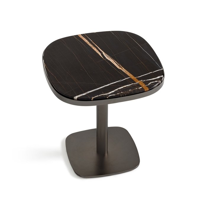 Стол на ножке из бурого мрамора Lixfeld черно-коричневого цвета - лучшие Журнальные столики в INMYROOM