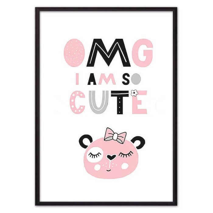 Постер в рамке Медведь "OMG I'm so cute" 21х30 см