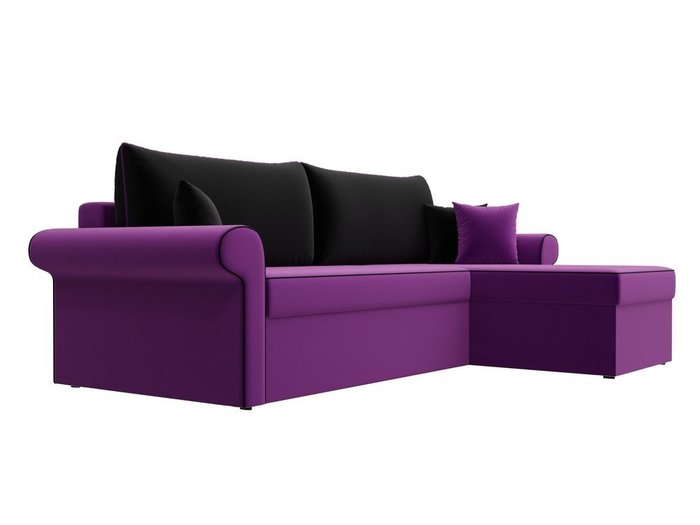 Угловой диван-кровать Милфорд черно-фиолетового цвета правый угол - лучшие Угловые диваны в INMYROOM
