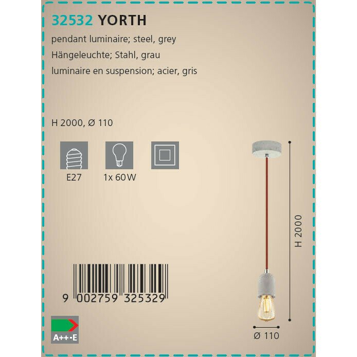 Подвесной светильник Yorth серого цвета - лучшие Подвесные светильники в INMYROOM