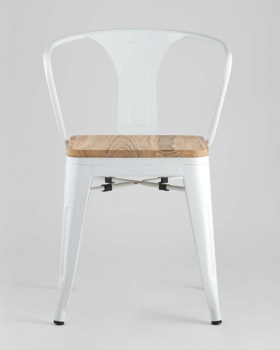 Cтул Tolix Arm Wood белого цвета - лучшие Обеденные стулья в INMYROOM