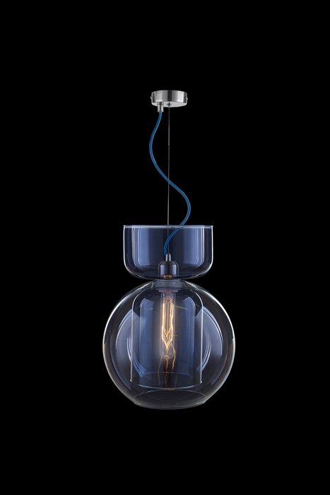 Подвесной светильник Color Bubble с тройным серо-голубым плафоном - купить Подвесные светильники по цене 15890.0