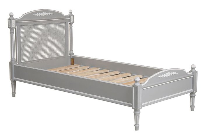 Кровать Людовик серого цвета 90х190   - купить Кровати для спальни по цене 136300.0