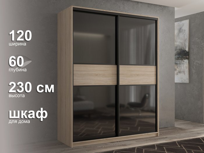 Шкаф-купе Кааппи-12 120 цвета Сонома  - лучшие Шкафы-купе в INMYROOM