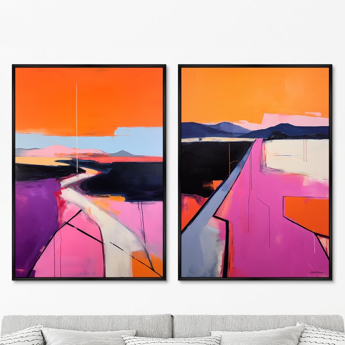 Набор из двух репродукций картин Landscape collection, Lines of the heat, 2024г.