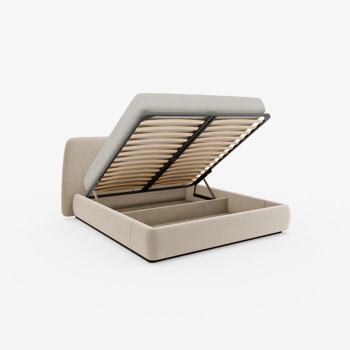 Кровать Bruno 160х200 бежевого цвета с подъемным механизмом - купить Кровати для спальни по цене 151600 Кровать Bruno 160х200 бежевого цвета с подъемным механизмом - купить Кровати для спальни по цене 151600