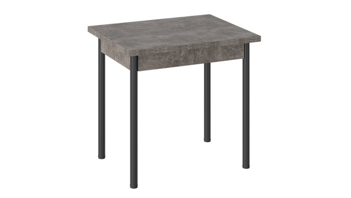 Обеденный раскладной стол Родос серого цвета на черных ножках
