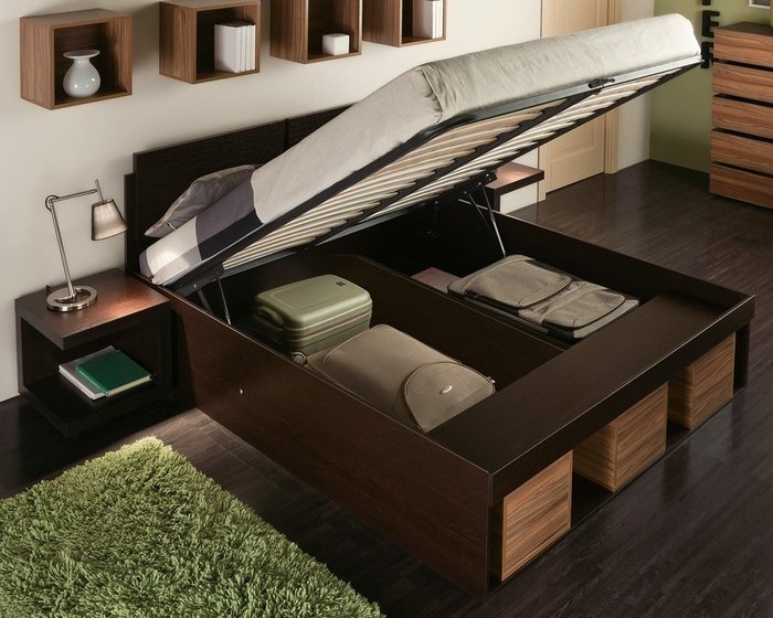 Кровать с подъемным механизмом Hyper 160х200 темно-коричневого цвета - купить Кровати для спальни по цене 29964.0