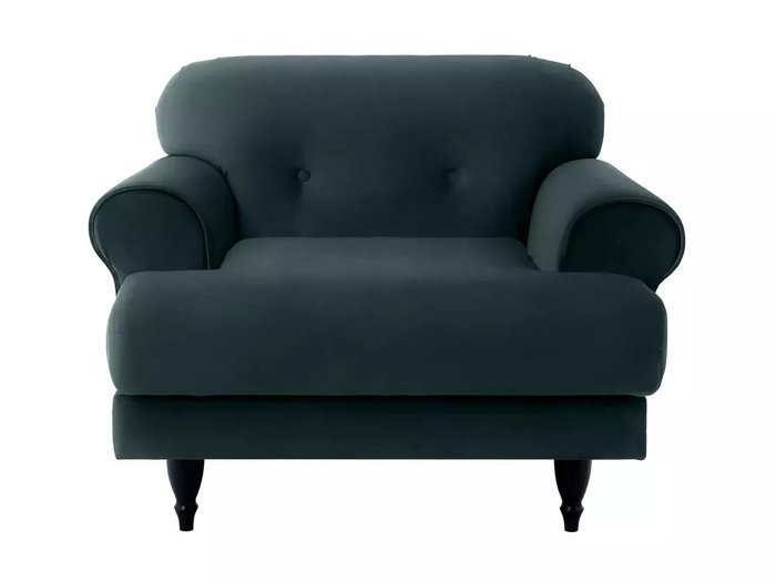 Кресло Italia в обивке из велюра темно-зеленого цвета с черными ножками - купить Интерьерные кресла по цене 44910.0