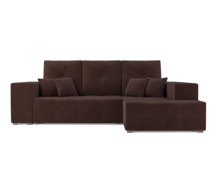 Угловой диван-кровать Монреаль темно-коричневого цвета правый угол - купить Угловые диваны по цене 39990.0