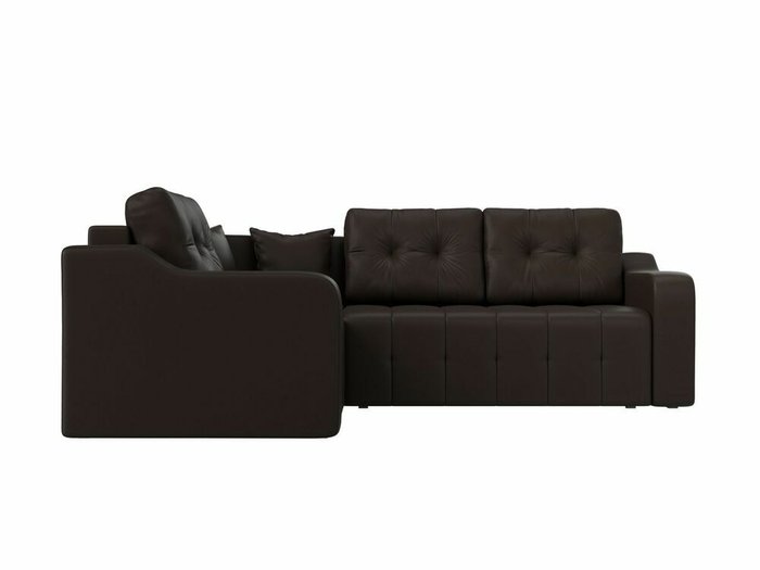 Угловой диван-кровать Кембридж коричневого цвета (экокожа) левый угол - купить Угловые диваны по цене 58999.0