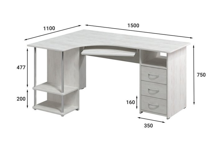 Стол компьютерный светло-серого цвета - лучшие Письменные столы в INMYROOM