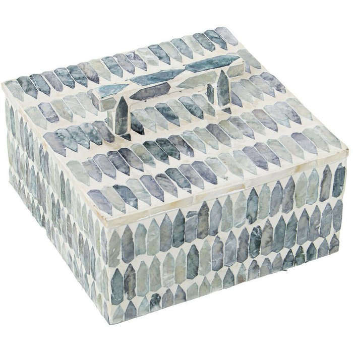 Шкатулка Разноцветный ротанг Перламутр 16 x 7 x 16 cm