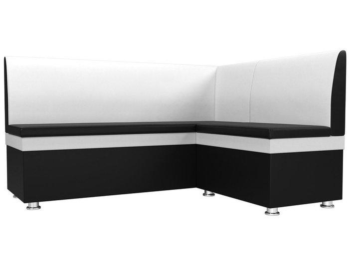 Угловой диван Уют черно-белого цвета (экокожа) правый угол