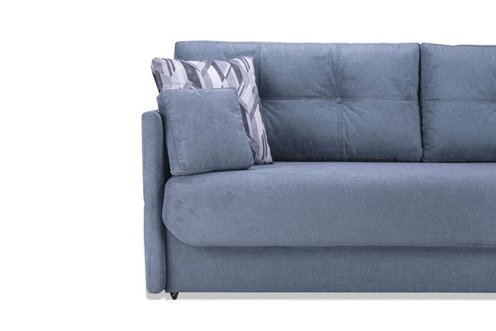 Прямой диван-кровать Эдит серо-синего цвета - лучшие Прямые диваны в INMYROOM