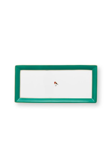 Блюдо для торта прямоугольное Love Birds Emerald бело-зеленого цвета Блюдо для торта прямоугольное Love Birds Emerald бело-зеленого цвета