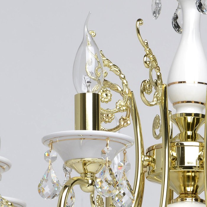 Подвесная люстра Свеча бело-золотого цвета - купить Подвесные люстры по цене 40020.0
