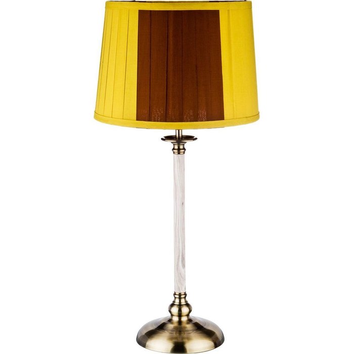 Настольная лампа с абажуром желто коричневого цвета