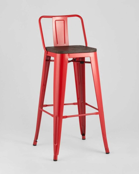 Стул барный Tolix Wood красного цвета - купить Барные стулья по цене 6990.0