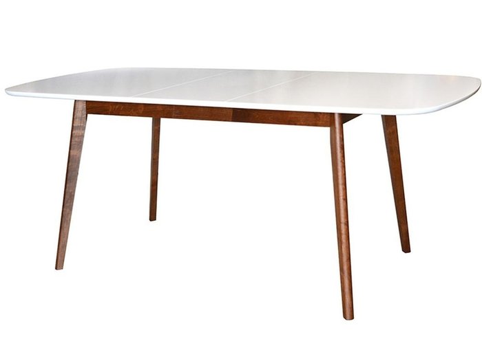Стол раздвижной Скандинавия коричнево-белого цвета - лучшие Обеденные столы в INMYROOM