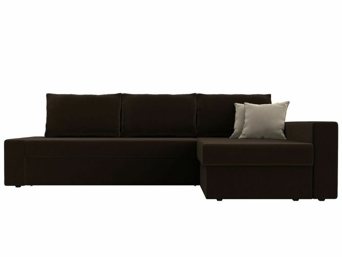 Угловой диван-кровать Версаль коричневого цвета правый угол - купить Угловые диваны по цене 44999.0