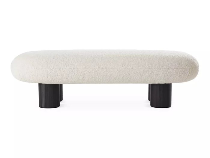 Банкетка Liora светло-бежевого цвета с черными ножками - купить Банкетки по цене 43400 Банкетка Liora светло-бежевого цвета с черными ножками - купить Банкетки по цене 43400