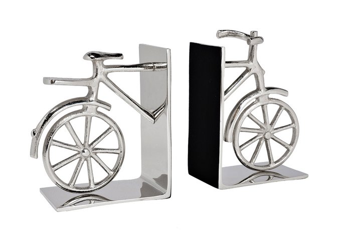 Набор из двух держателей для книг Велосипед цвета хром