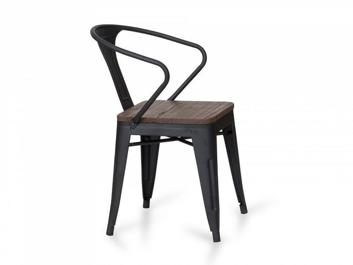 Стул Tolix wood черно-коричневого цвета - лучшие Обеденные стулья в INMYROOM