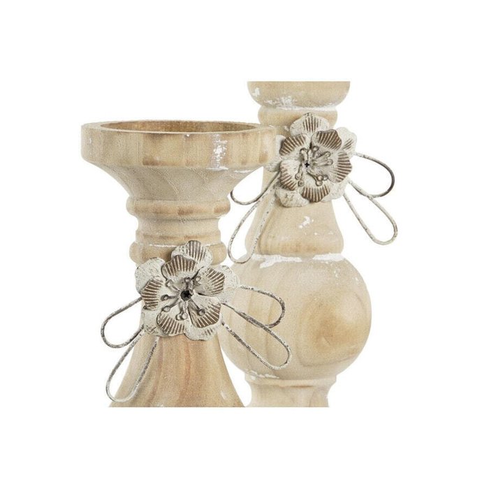 Подсвечник DKD Home Decor Деревянный (9,5 x 9,5 x 28 cm) (2 Предметы) - лучшие Подсвечники в INMYROOM