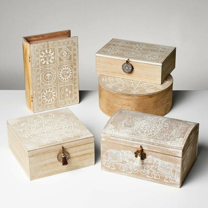 Шкатулка Белый Натуральный Деревянный MDF 20 x 20 x 10 cm - купить Шкатулки по цене 2440.0