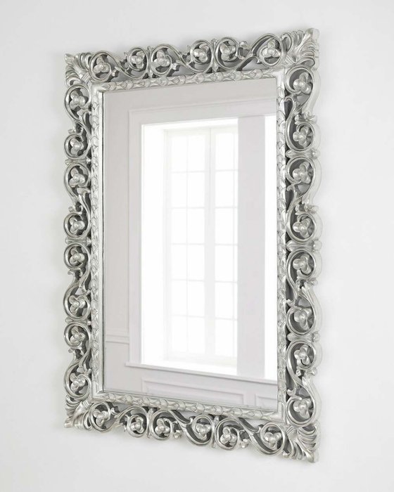 Настенное зеркало Бергамо taiwan silver в серебряной раме - лучшие Настенные зеркала в INMYROOM