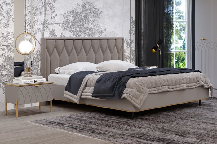 Кровать Капри-2 160х200 серого цвета с подъёмным основанием - лучшие Кровати для спальни в INMYROOM