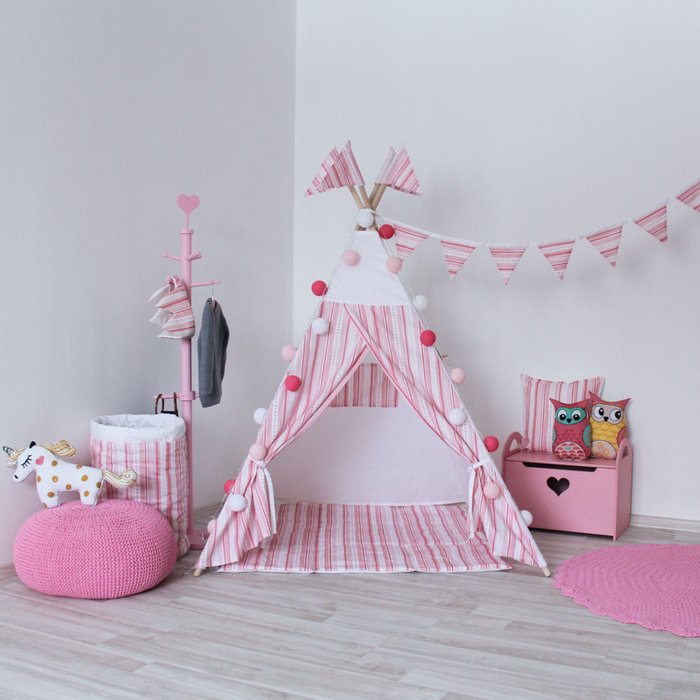 Подушка "Pink Stripes" - купить Аксессуары и текстиль для игровых домиков по цене 990.0