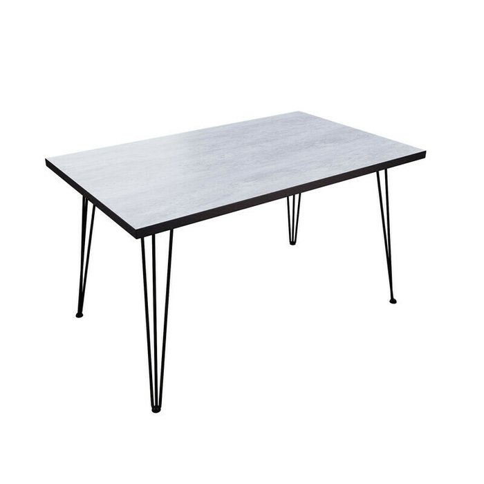 Обеденный стол 130 серого цвета с антрацитовой кромкой 