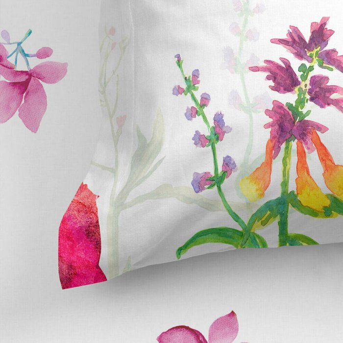 Простынь нижняя Cassia 180x200 бело-розового цвета - лучшие Простыни в INMYROOM
