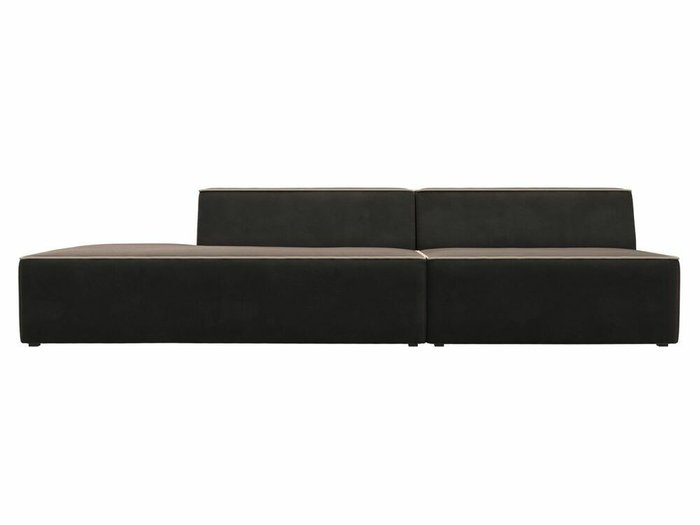 Прямой модульный диван Монс Модерн коричневого цвета с бежевым кантом левый - купить Прямые диваны по цене 51999.0