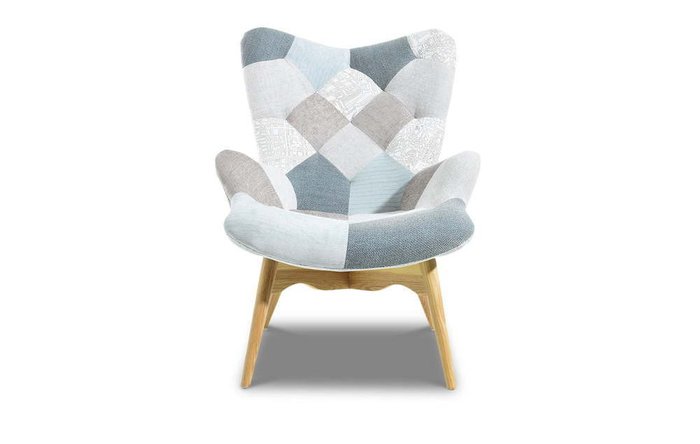 Кресло Contour серо-голубого цвета на бежевых ножках - лучшие Интерьерные кресла в INMYROOM