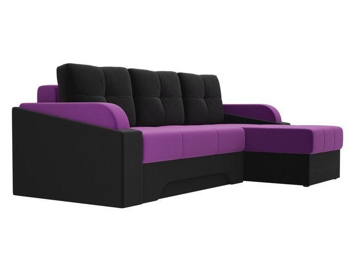 Угловой диван-кровать Панда фиолетово-черного цвета - лучшие Угловые диваны в INMYROOM