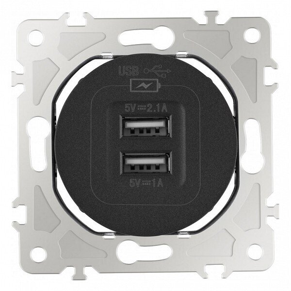 Розетка USB, без рамки 202.46-1.black Розетка USB, без рамки 202.46-1.black