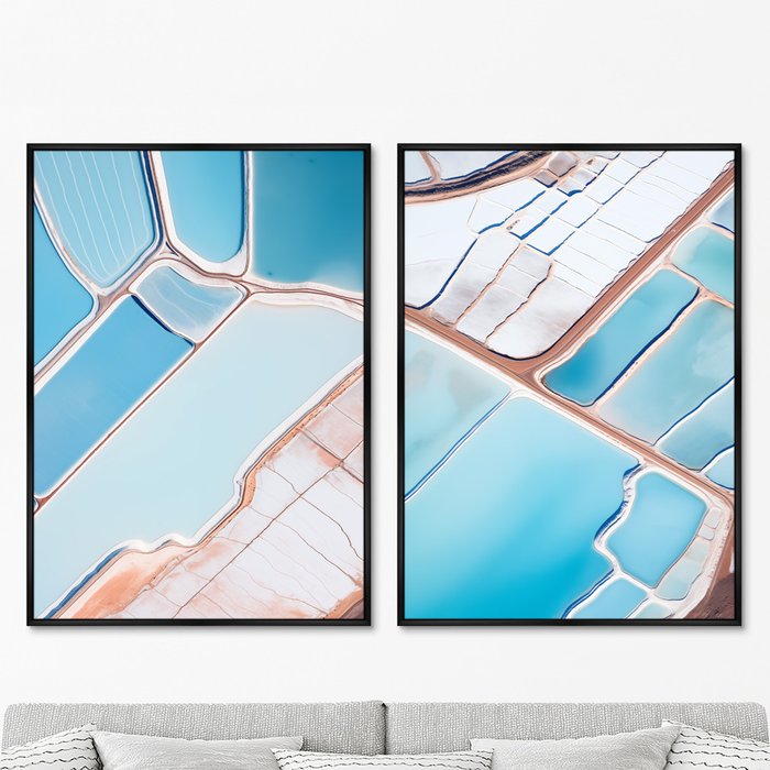 Набор из двух репродукций картин Salt lakes, light blue, 2024г. - купить Картины по цене 49998.0