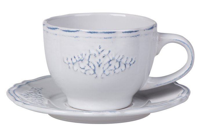 Чашка с блюдцем Симфония бело-голубого цвета