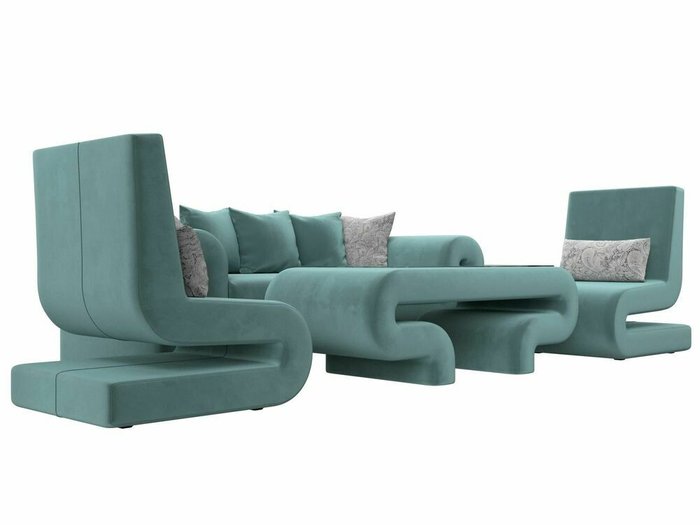 Набор мягкой мебели Волна 2 бирюзового цвета - лучшие Комплекты мягкой мебели в INMYROOM